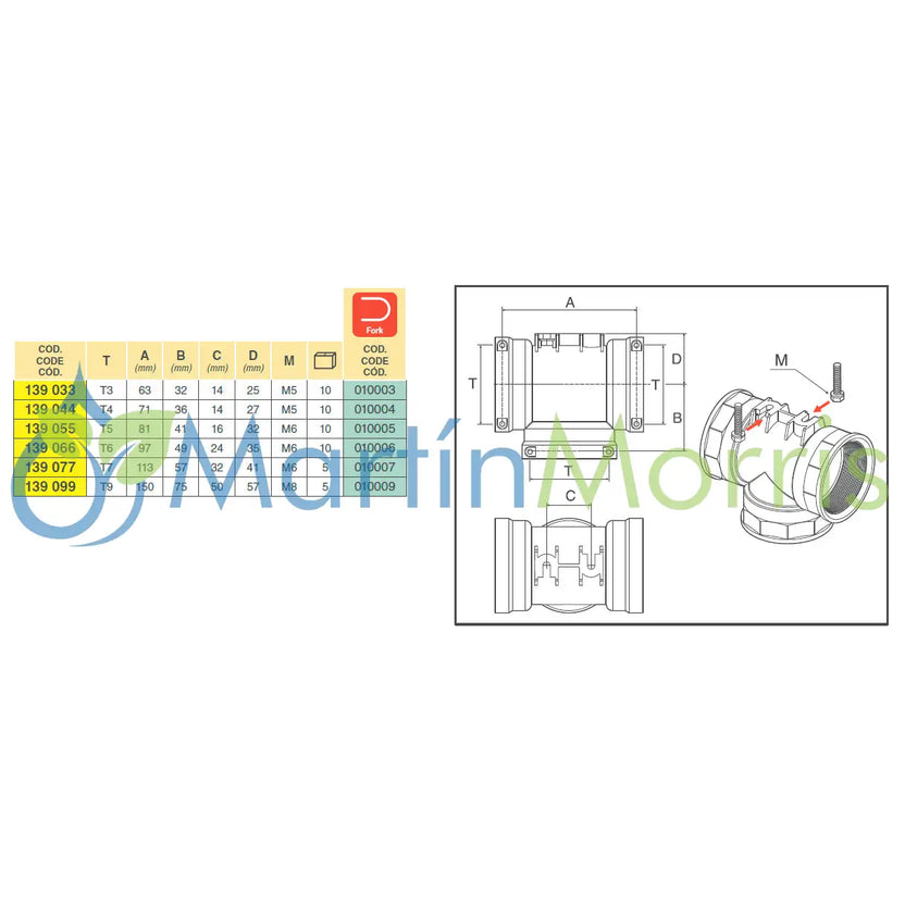 Racor en t con conexión hembra (arag)