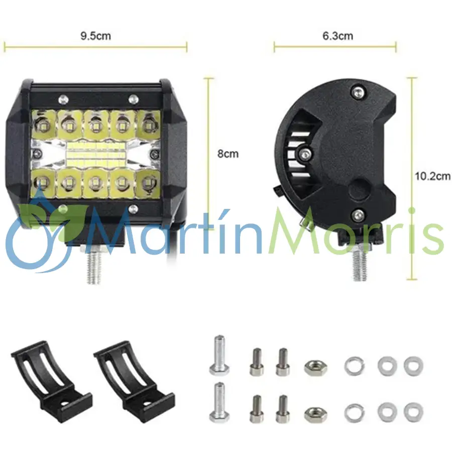 Faro Led Auxiliar de 60W en 20 Led Tipo Centrado por unidad