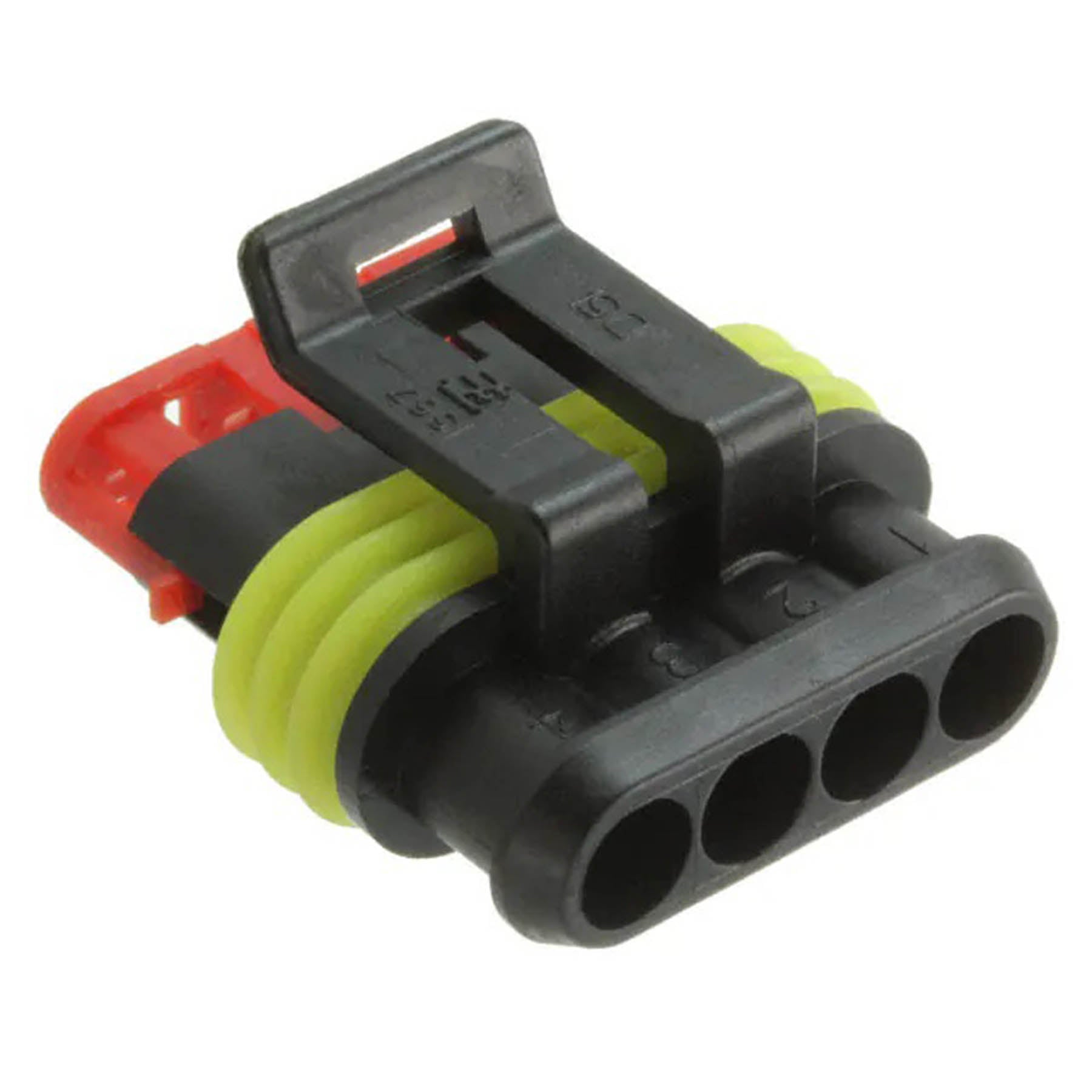 Conector Superseal 1.5 Macho 4 Pines |Traba Roja | Sello Amarillo | 13A - vista 6