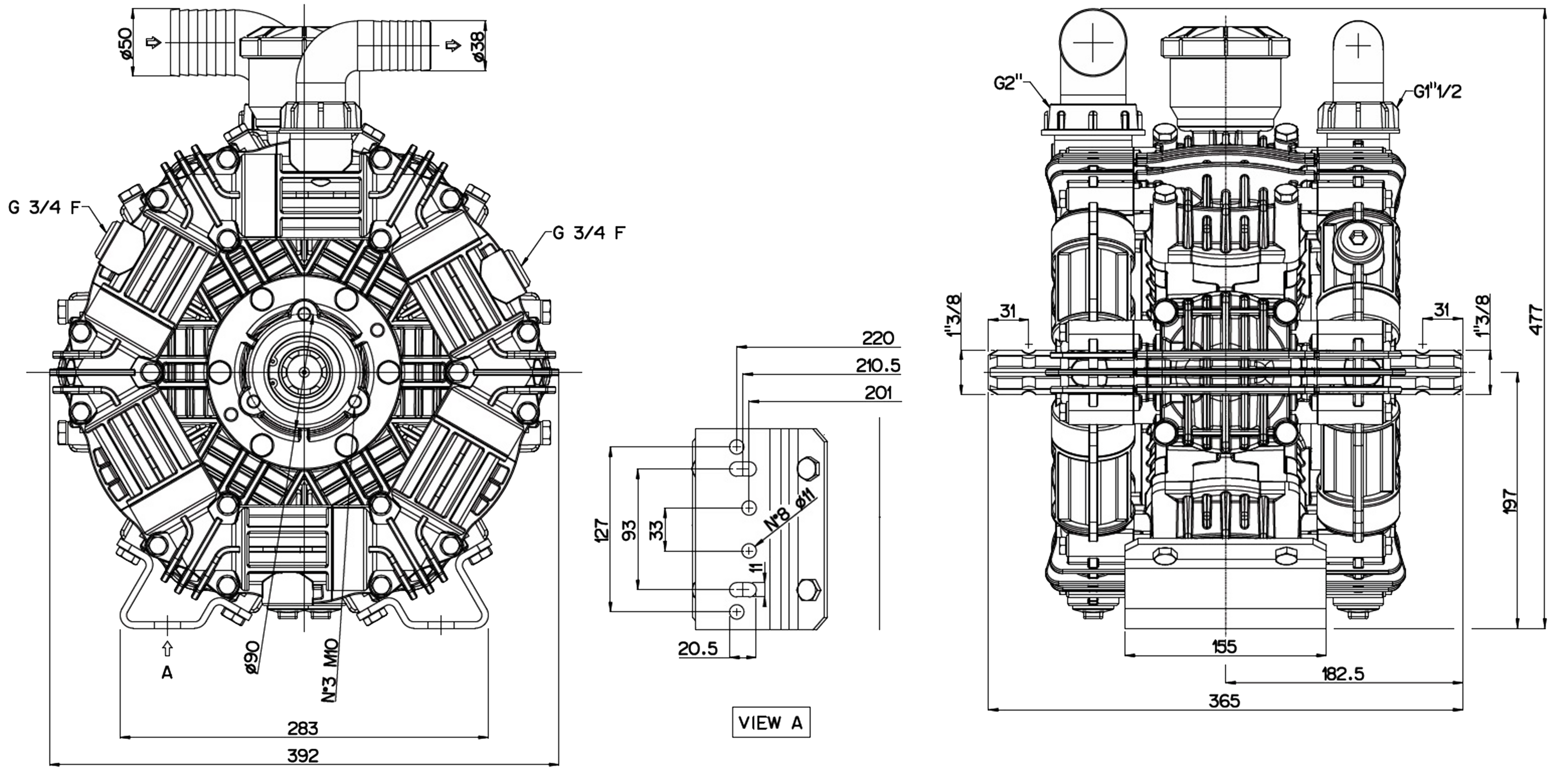 Udor ZETA 230 TS 2C de 228 Litros Minuto