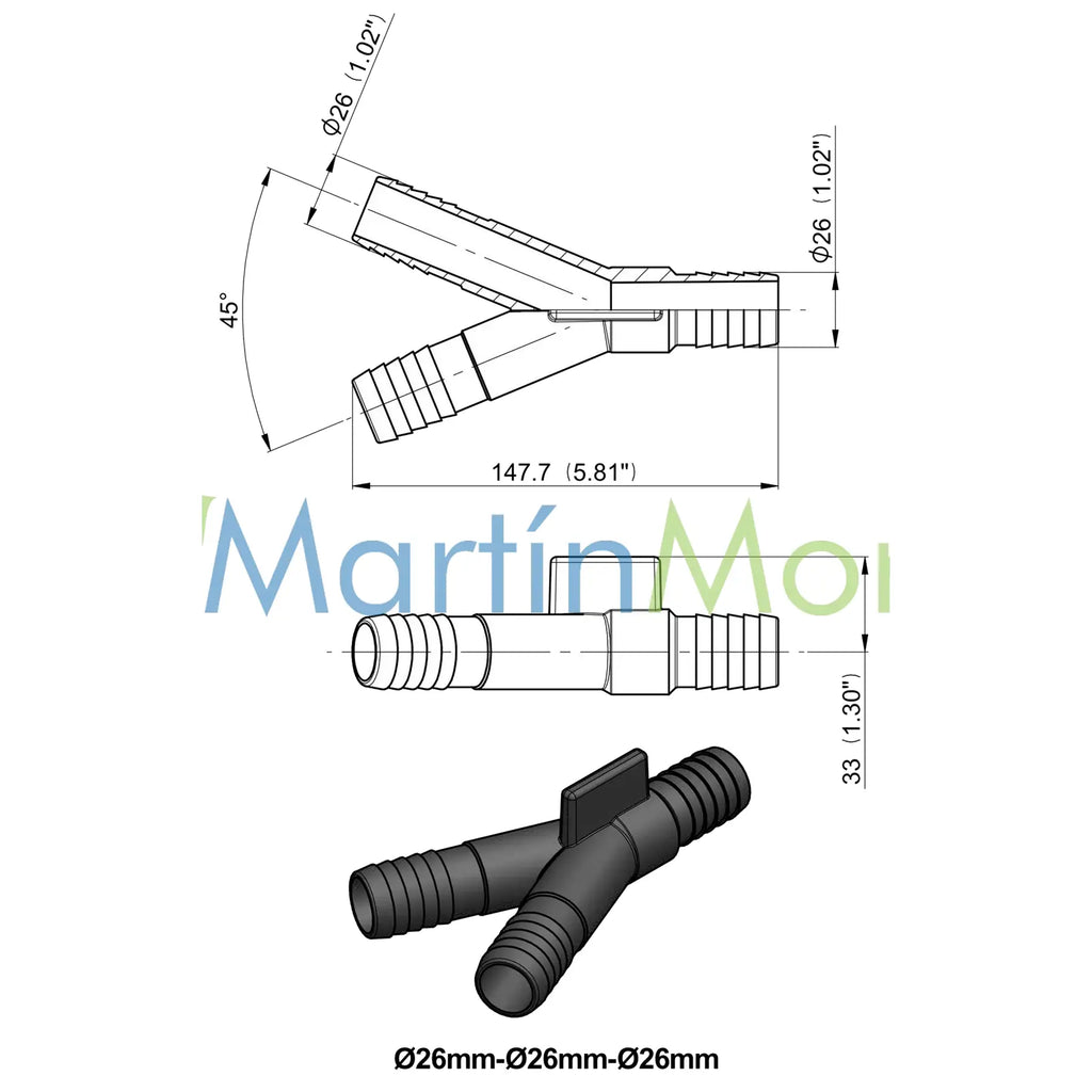 Union Tipo Y de Espigas de 25 mm o 1’’
