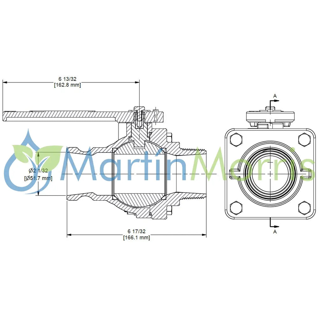 válvula banjo rosca macho 2 pulg con adaptador macho de 2 pulgadas paso total