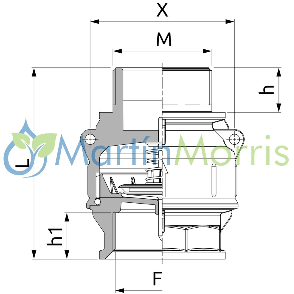 Válvula De Retención Con Acoplamientos Roscados Macho/Hembra
