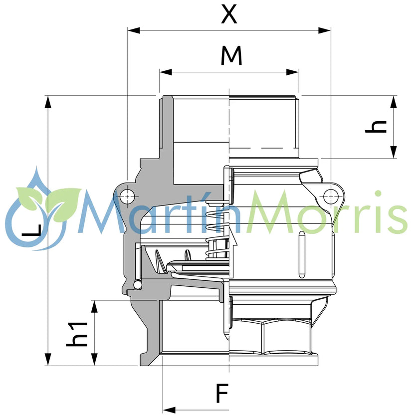 Válvula De Retención Con Acoplamientos Roscados Macho/Hembra