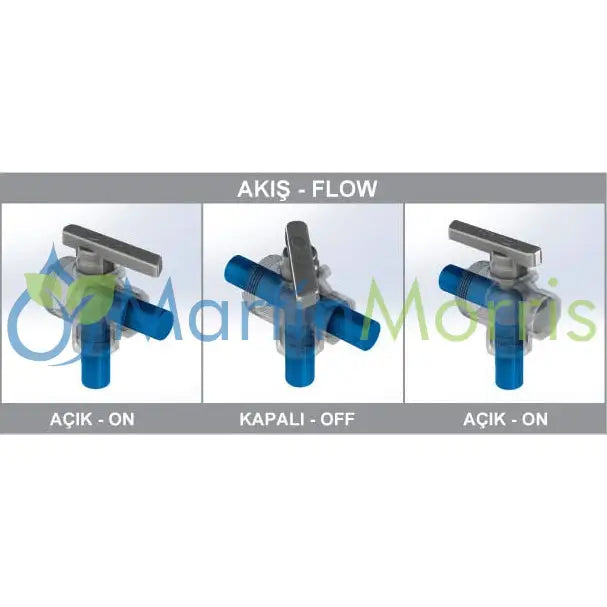 Válvula o canilla manual de 3 vías inferior toyman flujo continuo