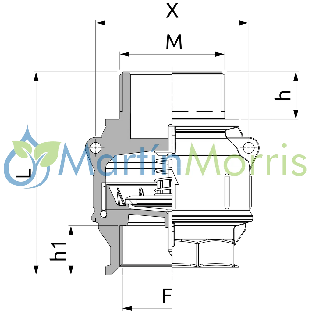 Válvula De Retención Con Acoplamientos Roscados Macho/Hembra