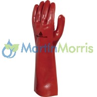 Guante Rojo de PVC Interior Algodón Tipo Petrolero Largo 40cm Talle 10